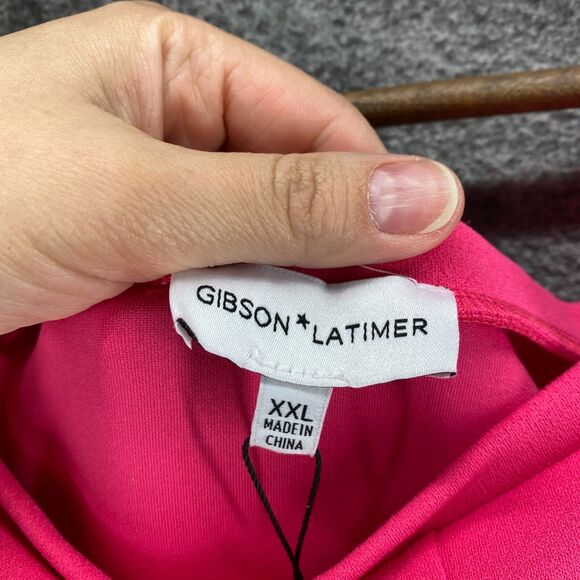 New Gibson Latimer Dress Women 2XL Pink V-Neck Sheath Midi Short Sleeve Casual - Picture 5 of 8